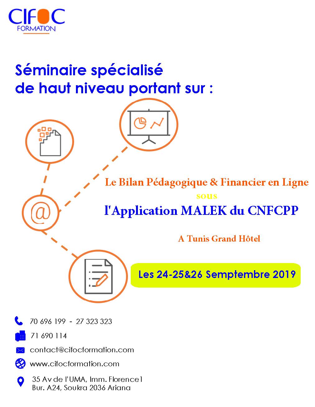 Le Bilan Pedagogique Et Financier En Ligne Sur L Application Malek Du Cnfcpp Cifoc